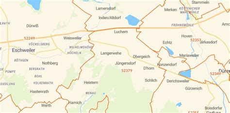 PLZ 52379 in Langerwehe, Stadtteil(e) mit der Postleitzahl 52379.